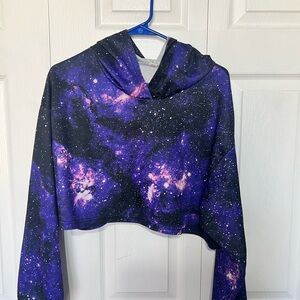 Galaxy Print Cropped Hoodie